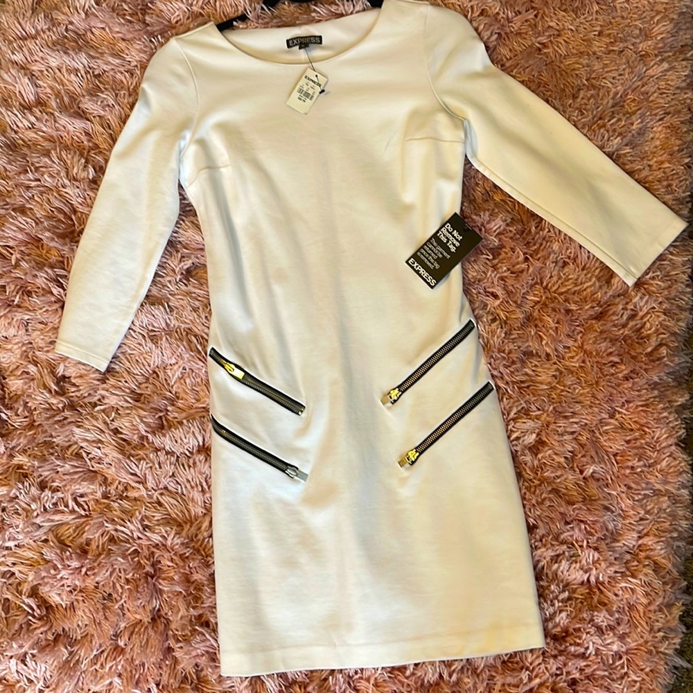 NWT white knit stretchy professional dress from Express!